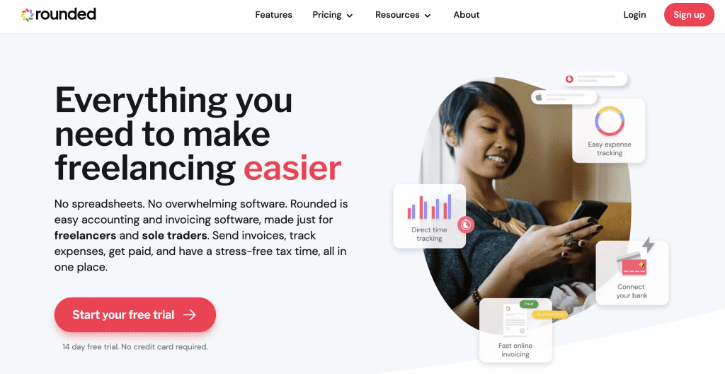 Rounded software homepage